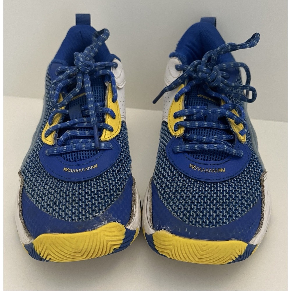 Under Armour Curry Kids Basketball Shoes Blue Yellow White 3027627-400 Size 3.5Y - Picture 4 of 9